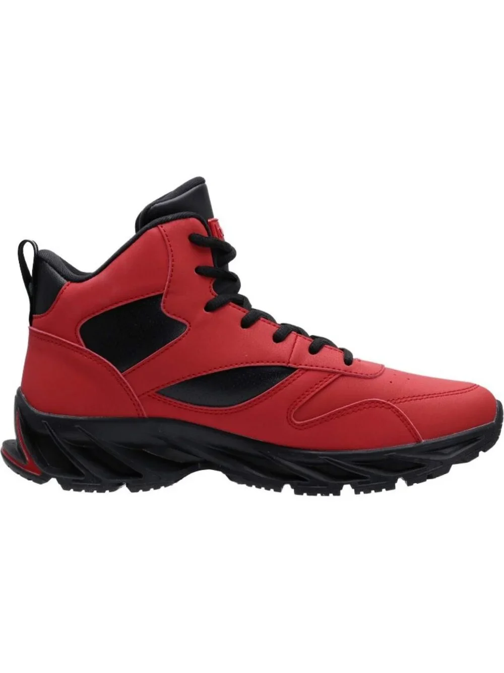 Joomra Men's Red2 Rubber Leather High Top Athletic Inspired Lace Up Sneaker